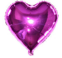 Куля серце фольгована, ФУКСІЯ  13 см (5 дюймів)