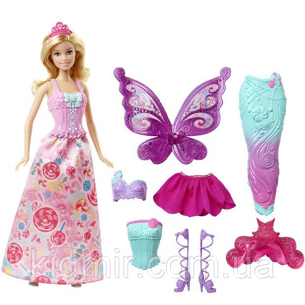 Лялька Барбі Перевтілення Принцеса, Русалка, Фея Метелик Barbie Fairytale Dress DHC39