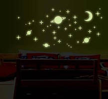 Наклейки на стіну, що світяться в темряві САТУРНИ
