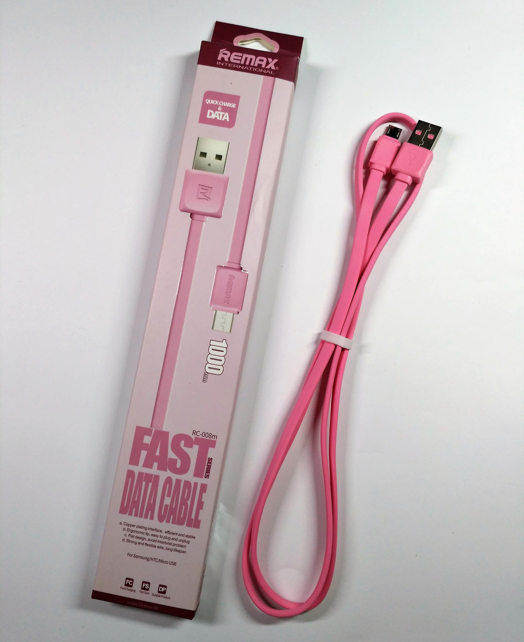 Кабель USB Remax Fleet Speed RC-008m micro USB, рожевий, фото 1