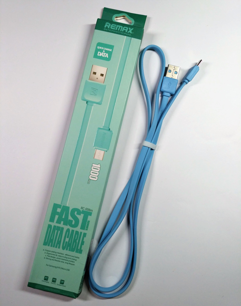 Кабель USB Remax Fleet Speed RC-008m micro USB, блакитний, фото 1