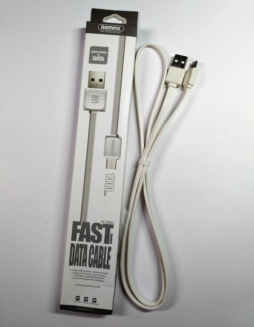 Кабель USB Remax Fleet Speed RC-008m micro USB, білий