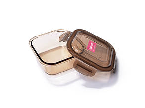 Квадратный контейнер стеклянный 15х15х6см/800мл с крышкой из пластика для хранения продуктов Fissman