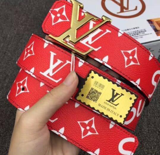 Louis Vuitton x Supreme Ultra Rare Red 100/40 Monogram Initiales Belt  118lv27