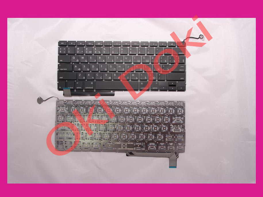 Клавіатура APPLE MacBook Pro A1286 MB985 MB986 MC721 MC723 2009 2010 2011 2012 15.4" US RU black горизонтальна