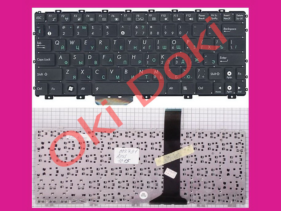 Клавіатура ASUS EeePC 1011 1015 1016 1018 series rus black без рамки горизонтальний ентер type 1