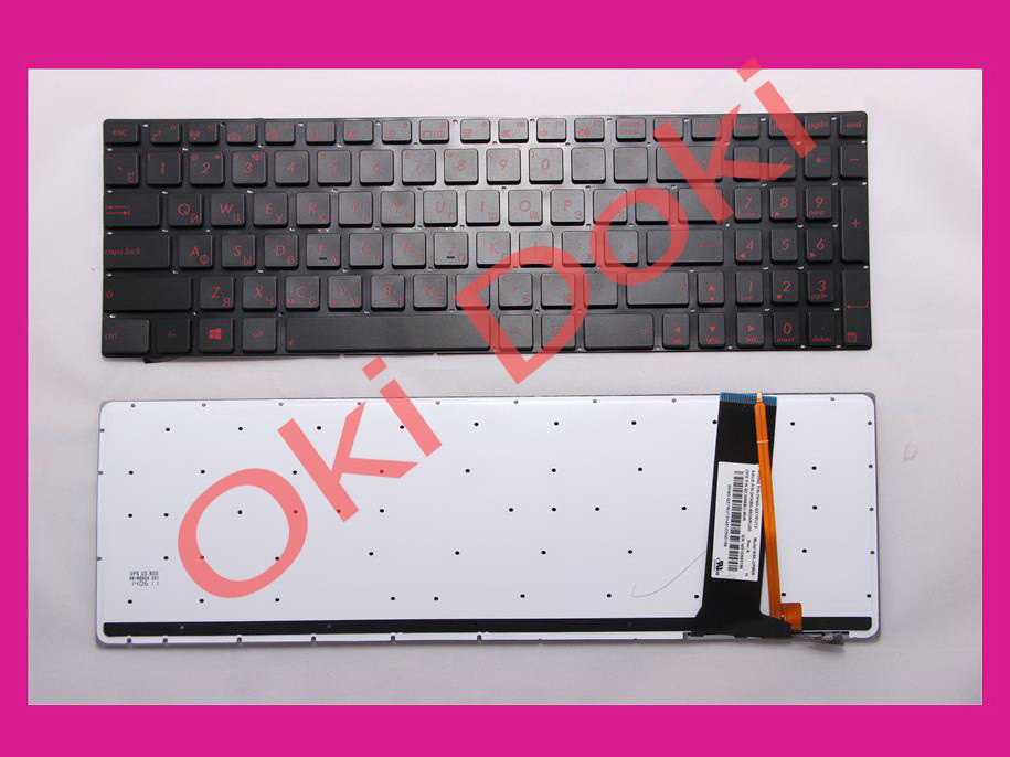 Клавіатура Asus G550 N550 N750 series G56 N56 N76 Q550 rus black без фрейму з підсвіткою червоні літери