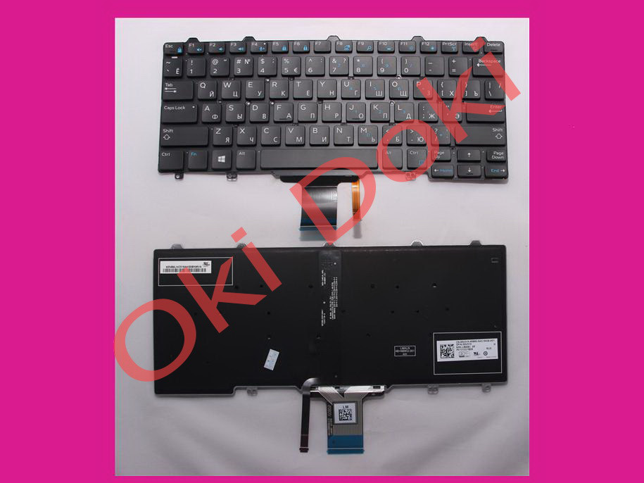 Клавіатура DELL Latitude E5250 E5270 E7250 rus black без фрейму підсвітка клавіш