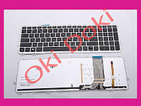 Клавиатура HP ENVY 15-J 15T-J 15Z-J 17-J 17T-J m6-n000 m6-n100 m6-w100 с серой рамкой и подсветкой (ушки снизу