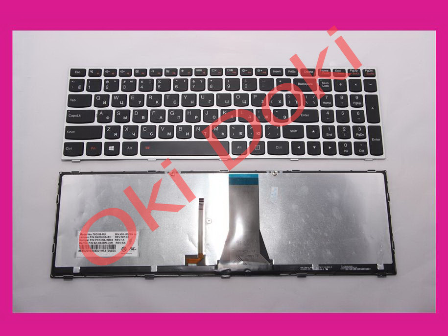 Клавіатура LENOVO G50-30 G50-45 G50-70 G50-80 Z50-70 Z50-75 Z70-80 Flex 2-15 B50-30 rus silver з підсвіткою