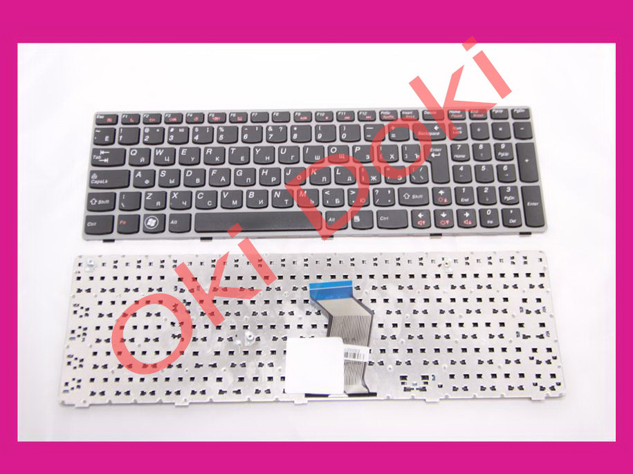 Клавіатура Lenovo IdeaPad B570 B575 B580 B590 V570 V575 V580 Z570 hus black silver frime вертикальний ент
