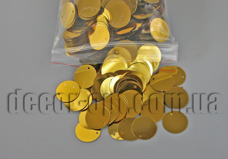 Паєтки круглі золото 2,0 см/200гр ≈2000шт.