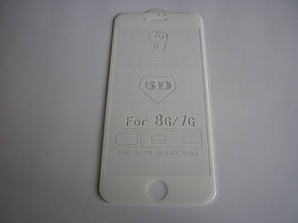 Захисне скло для iPhone 7/8, 3D, біле