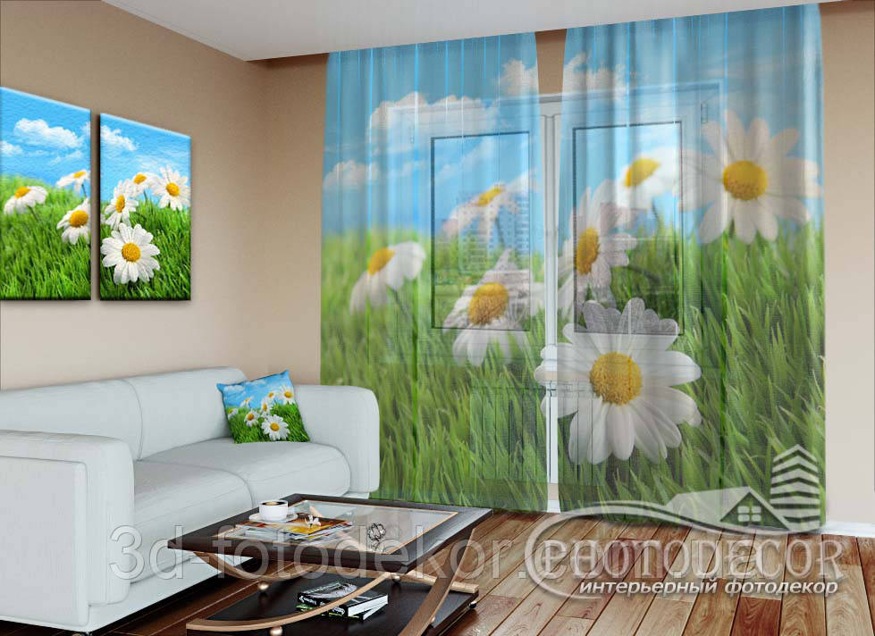 Фото Тюль "Ромашки в травичці" - будь-який розмір. Читаємо опис!, фото 1