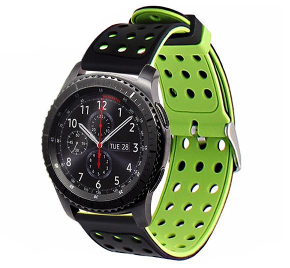 Подвійний ремінець з перфорацією для годин Samsung Gear S3 Classic SM-R770 / Frontier RM-760 Black&Green