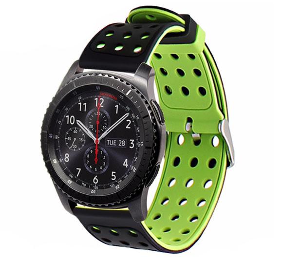 Подвійний ремінець з перфорацією для годинника Samsung Gear S3 Classic SM-R770 / Frontier RM-760 Black&Green