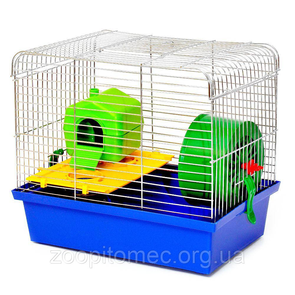 Клітка для хом'яка ХОМ'ЯК 1 ЛЮКС Україна цинк, 33*23*29 см, фото 1