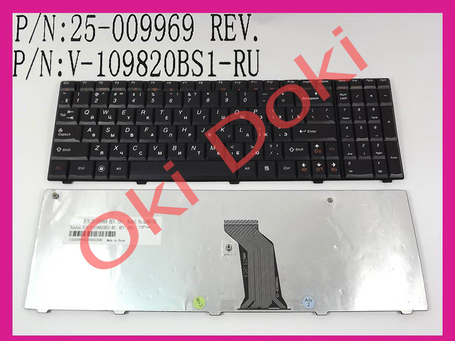 Клавіатура Lenovo IdeaPad 25-009809 25-009969 9Z.N5GSN.00R G560 G565 MP-09F83SU-6861 NSK-B20SN NSK-B20SN0R