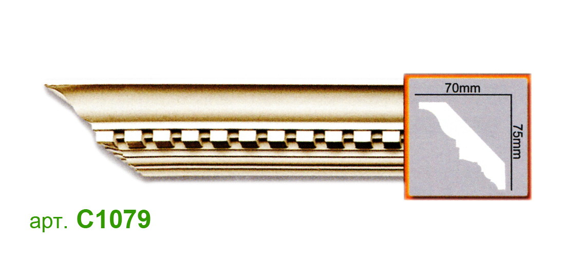 Стельовий плінтус Gaudi C1079 (7,5х7)см, довжина 2м