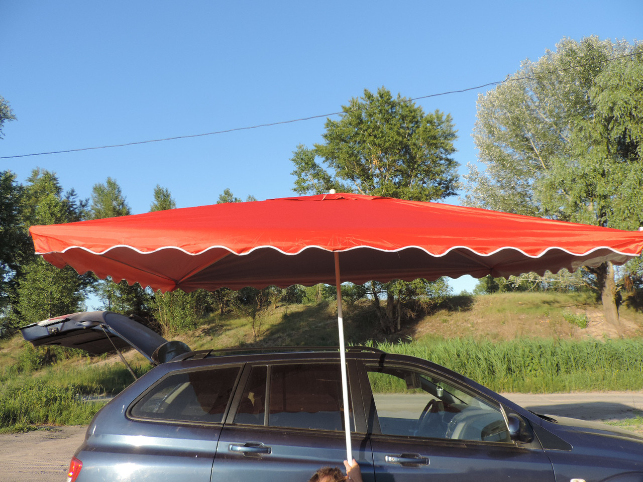 Зонт торговый, пляжный 2*3 с клапаном с УФ напылением. Зонт для торговли прямоугольный, уличный, садовый. - фото 4 - id-p335948703