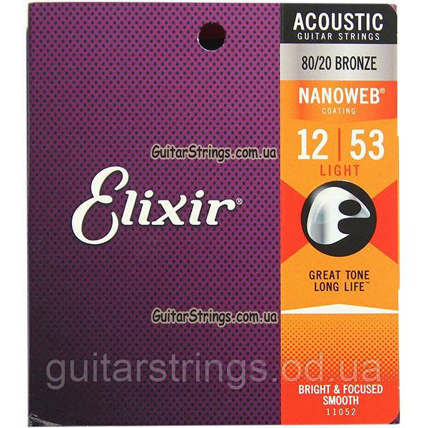 Струни Elixir 11052 Nanoweb Bronze 12-53, фото 1