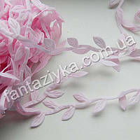 Тасьма декоративна Листочки 15 мм світло-рожева