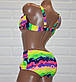 Великий розмір 60 (7XL) яскравий, барвистий жіночий роздільний купальник для пишних грудей, фото 4
