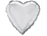 Фольгированный шар сердце серебряное 45 см (Flexmetal)