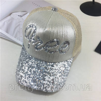 Жіноча кепка з паєтками Free золотиста, фото 1