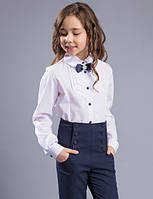 Блуза школьная c бантом - брошкой «Iren» Размеры 140 146
