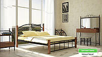 Металеве ліжко Кассандра на дерев'яних ногах, Можливість вибору кольору та структури фарбування 140х190, фото 8