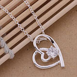 Срібний кулон "Серце" з ланцюжком, фото 2