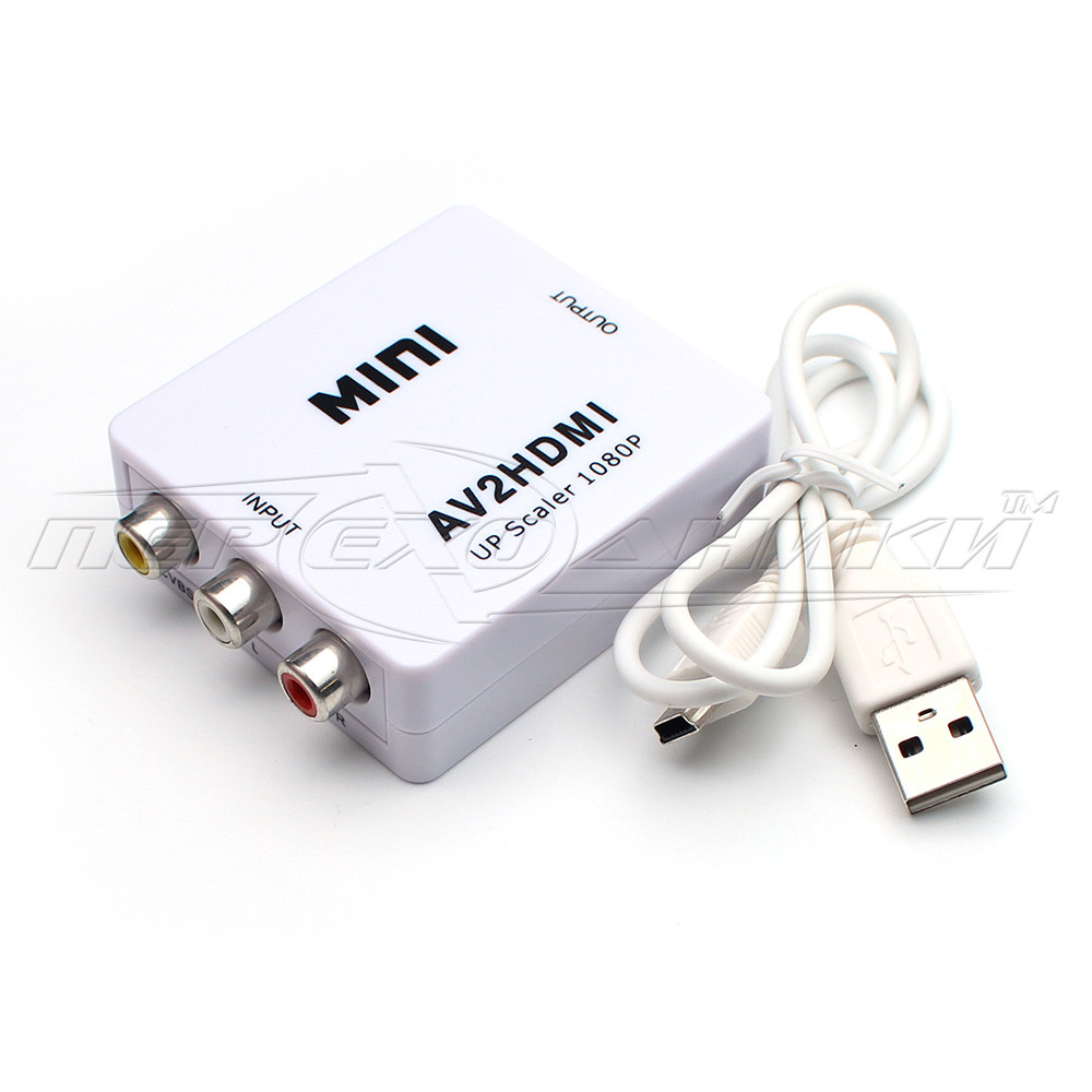 Конвертер AV (RCA) to HDMI+Audio, живлення mini USB