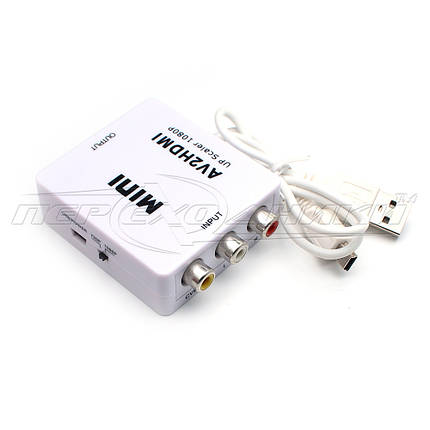 Конвертер AV (RCA) to HDMI+Audio, живлення mini USB, фото 2