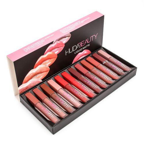 Набір рідких помад HUDA Beauty Liquid Matte Lipstick 12 в 1