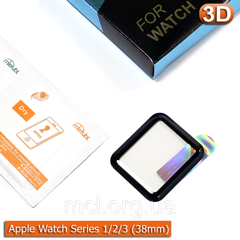 Захисне скло Full Glue Apple Watch 38mm (Black) - Повна 3D поклейка