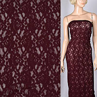 Гіпюр стрейч бордовий темний з трояндами ш.100