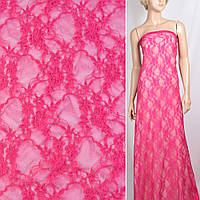 Гіпюр стрейч малиновий з в'юнкими квітами ш.150