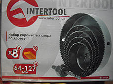 Набір корончатых свердел по дереву INTERTOOL BT-0024 64-127 мм 8 шт.