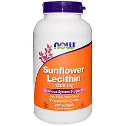 Соняшниковий лецитин NOW Foods Sunflower Lecithin 1200mg 200 softgels