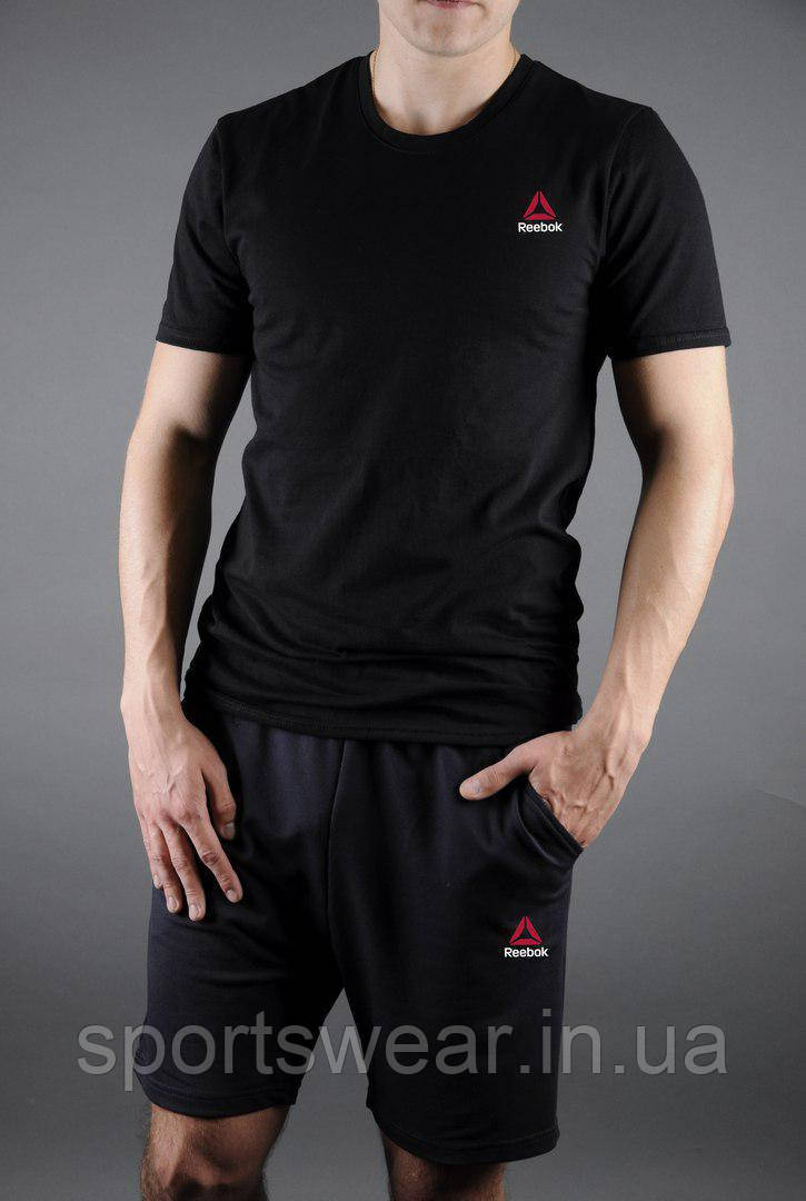 Чоловічий комплект футболка + шорти Reebok чорного кольору "" В стилі Reebok ""