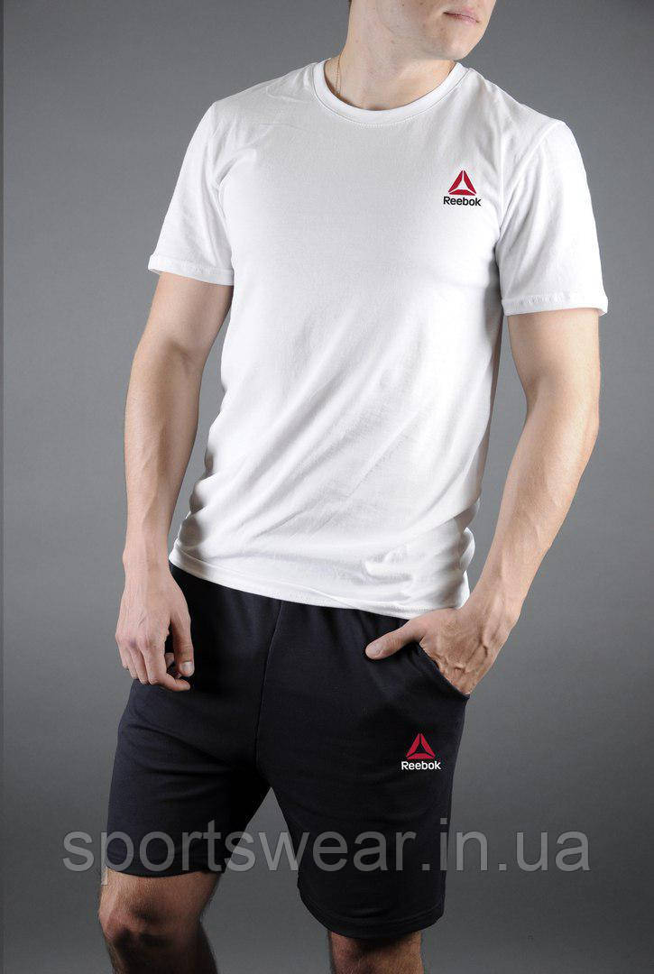 Чоловічий комплект футболка + шорти Reebok білого і чорного кольору "" В стилі Reebok ""