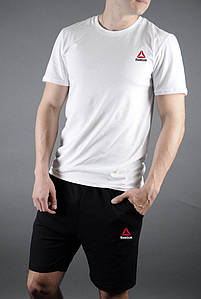 Чоловічий комплект футболка + шорти Reebok білого і чорного кольору "" В стилі Reebok ""