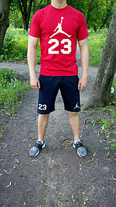 Чоловічий комплект футболка + шорти Jordan червоного і синього кольору "" В стилі Jordan ""