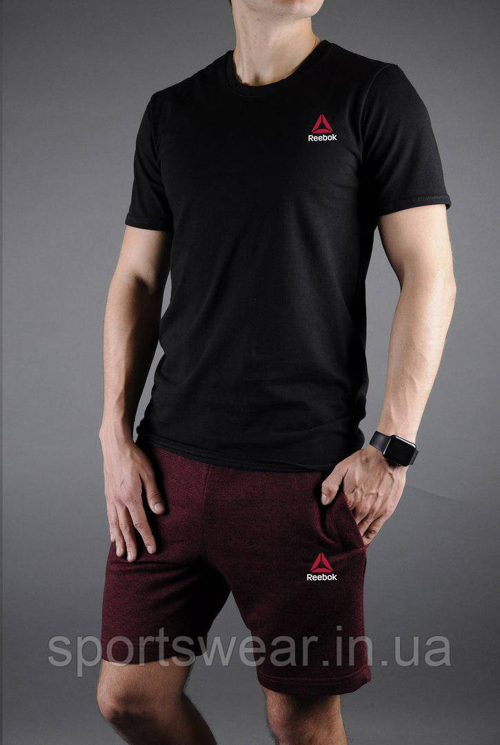 Чоловічий комплект футболка + шорти Reebok червоного і чорного кольору "" В стилі Reebok ""