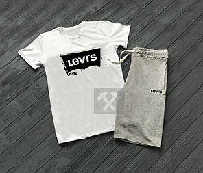 Чоловічий комплект футболка + шорти Levis сірого кольору "" В стилі levi's ""