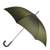 Зонт-трость Pasotti 478-OXFORD/10 хаки с тисненой кожаной ручкой