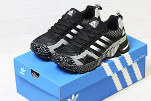 Жіночі літні кросівки Adidas Marathon,чорно-білі (репліка) 37, фото 2