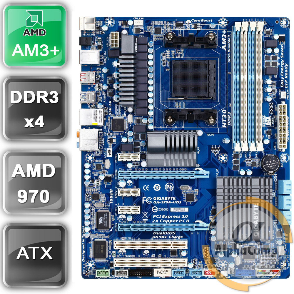 Материнська плата Gigabyte GA-970A-UD3 (AM3+/AMD 970/4×DDR3) БУ