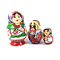 Мотрійка з дерева 3-х дівчинка Українка 8.5 см Гранд Презент М-02